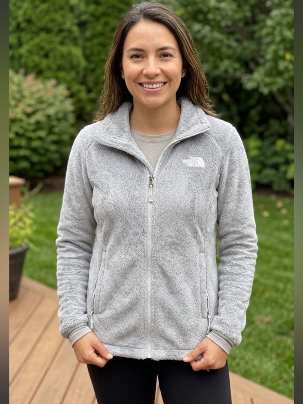 The North Face Osito 2 Fleece Jacket Women’s S/P Small Gray Plush Full Zip Cozy